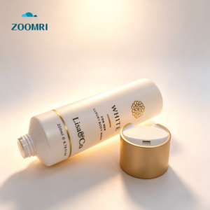 D50mm Luxury cosmetic PE tube with silk screen printing hotstamping and metal press flip cap