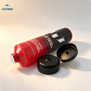 D50mm Red PE Tube | Bold Gradient Offset Printing with Oriented Flip Cap for Cosmetic Packaging