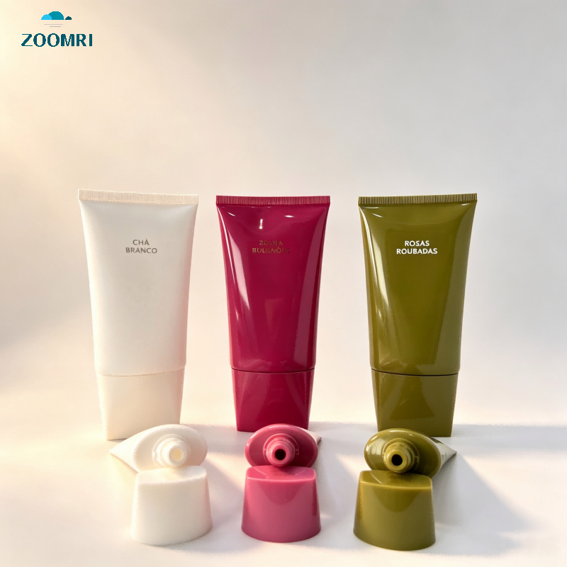 Custom Luxury Oval PE Cosmetic Squeeze Tube, Camellia Pattern for Skincare 30-120ml - 图片 6