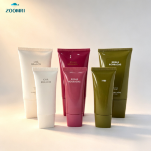 Custom Luxury Oval PE Cosmetic Squeeze Tube, Camellia Pattern for Skincare 30-120ml